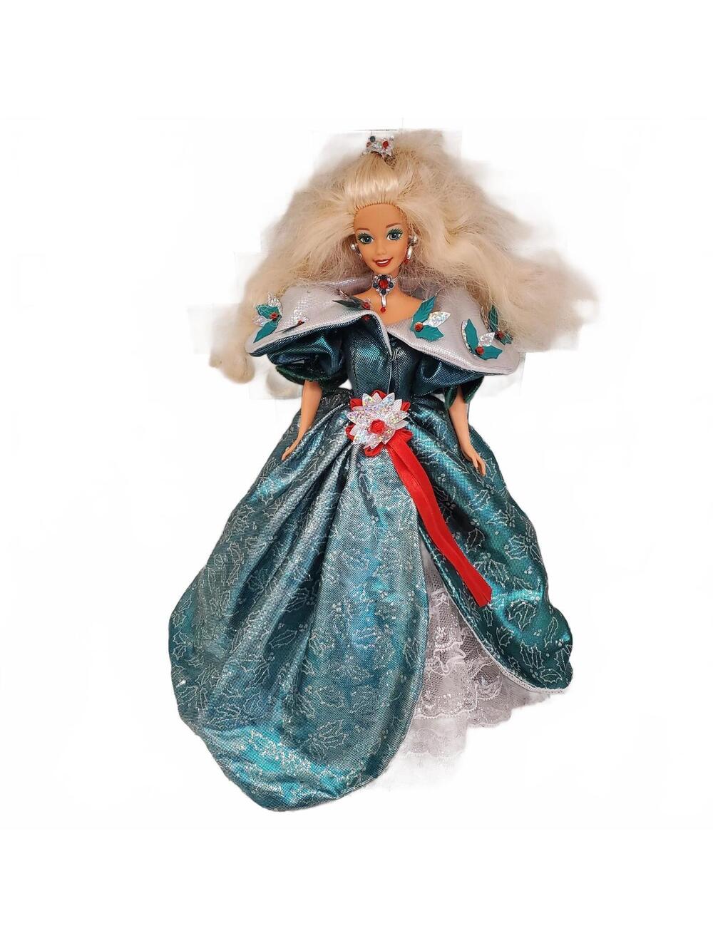 Vintage Barbie Christmas Holiday Fashion Doll Teal Holiday Gown Blonde Hair
